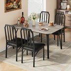 GAOMON 5-Piece Dining Table Set for 4, Modern Kitchen Table with Chamfered Design and Upholstered Chairs, Leather-Cushioned Seats for Small Spaces and Apartments, Space-Saving (Gray/Black,5 Pack)