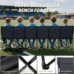 Begonia.K 6 Seats Portable Folding Soccer Benches for Team - Foldable Sideline Bench with Pockets & Carry Bag - Lightweight Team Chair for Football Camp Outdoor Sports Events