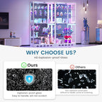 Large Display Cabinet with Glass Doors, 8-Tier RGB Curio Cabinet with Smart Human Induction & Remote Control, 73" Tall Stable Glass Display Case for Collectibles, Figures, Lockable Storage, White