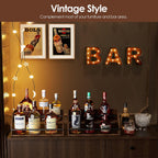 Nuovoware Liquor Bottle Display Shelf, Coffee Syrup Organizer, 2 Step Countertop Liquor Wine Rack, Home Retro Shelf Stand for Mini Bar, Cabinet, Bar Essentials for Whiskey, Spirits, Dark Wood