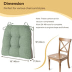 Non Slip Chair Cushions for Dining Chairs Set of 4 Kitchen Chair Cushions 18"x18"x3" Turfted Chair Pads Comfortable and Soft Seat Cushion with Ties (Sage Green)