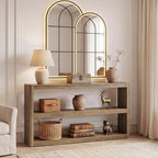 LITTLE TREE 63-Inches Console Table, Modern Sofa Table with 3 Storage Shelves, Narrow Entryway Furniture Living Room, Entrance, Hallway, Foyer, Brown