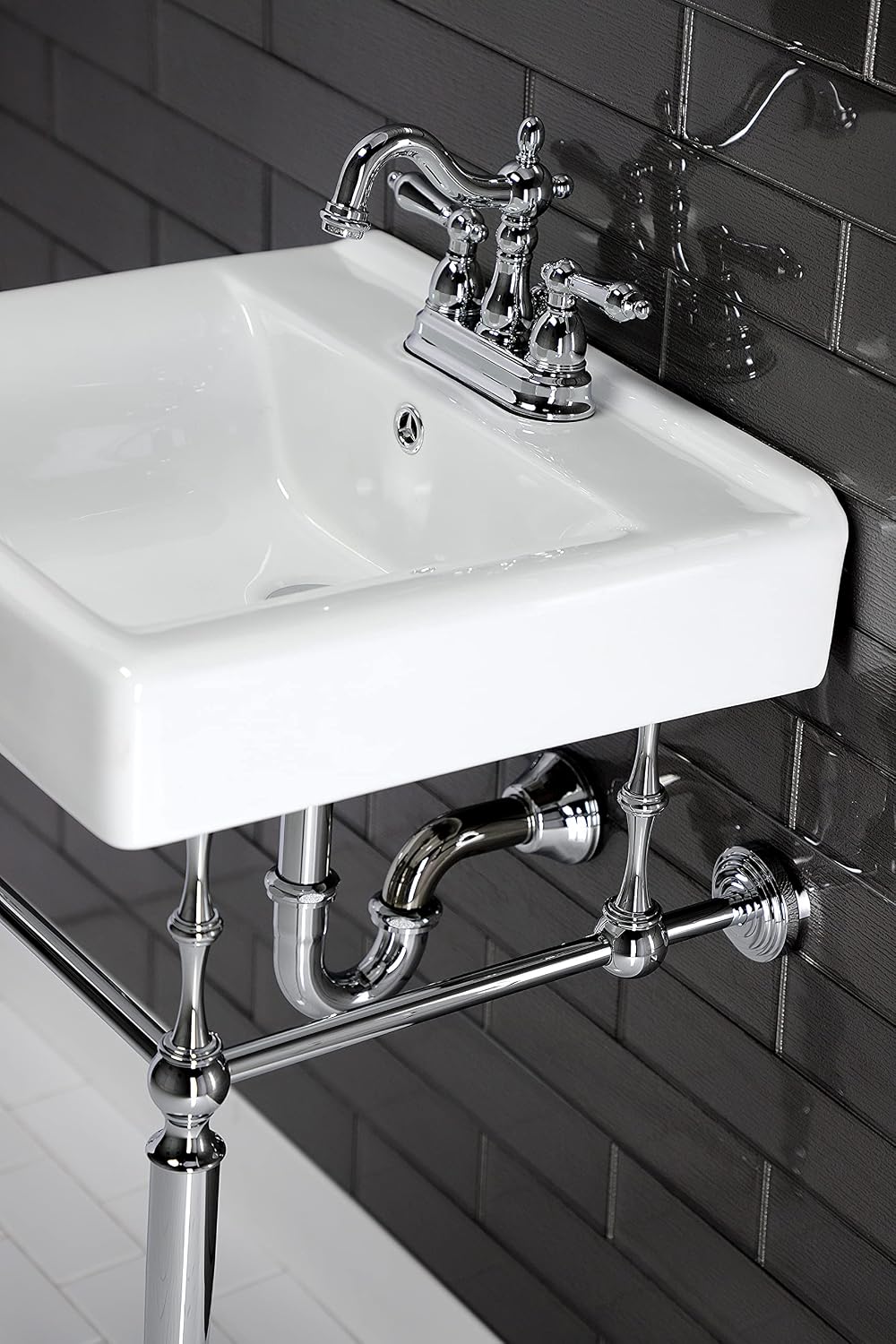 Kingston Brass KVPB2018W41 Edwardian 20-Inch Console Sink with Brass Legs, Polished Chrome