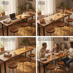 78.7in Bar Table,Solid Wood Narrow Counter Height Table, Industrial Kitchen Dining Table, for Coffee Shop, Living Room, Party Room, Small Space, Pub (78.7 * 17.71 * 41.3in)