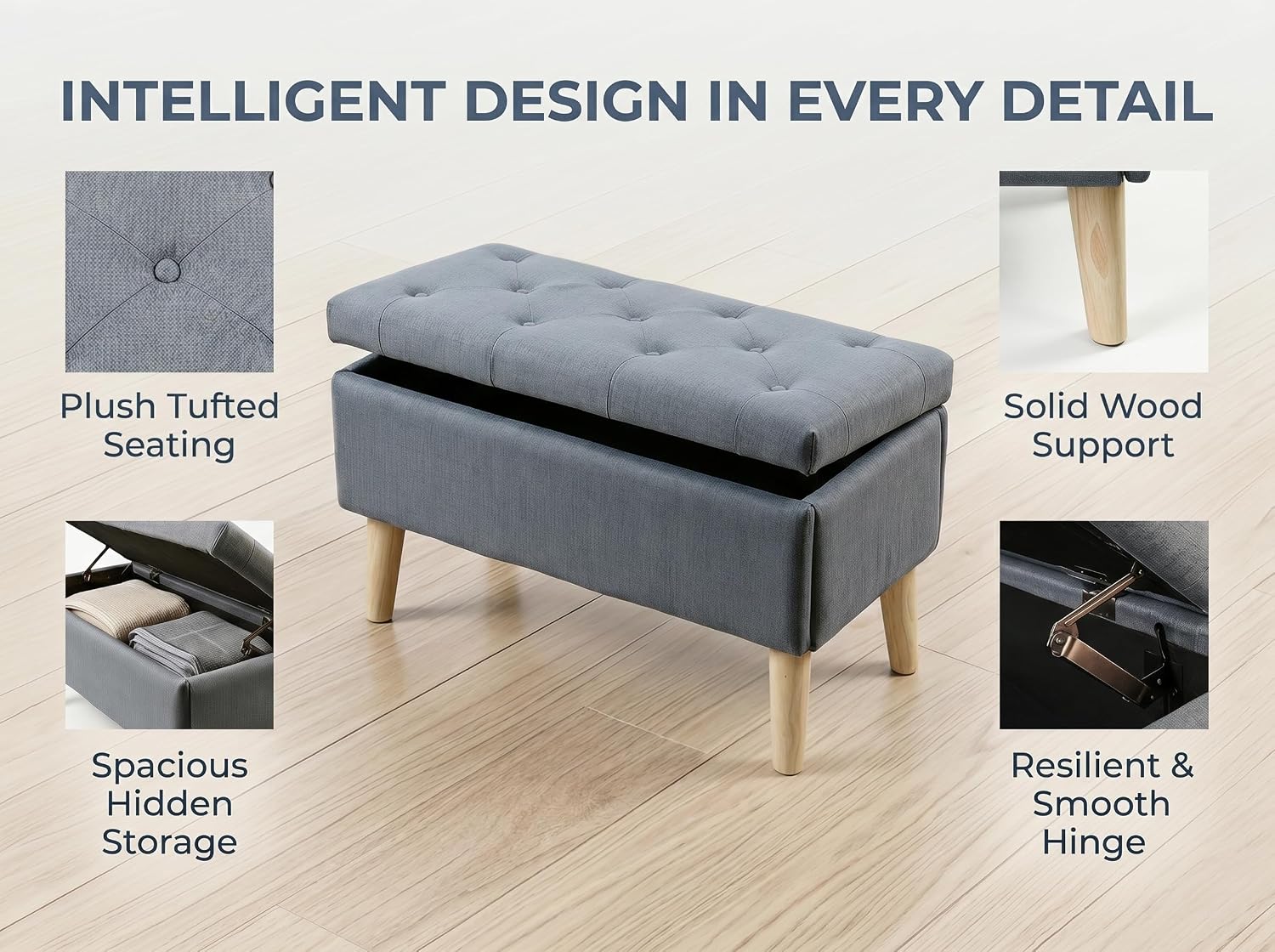 Spacious Hidden Storage Ottoman Bench, Soft Corduroy Upholstered End of Bed Bench with Sturdy Wooden Legs, Multi-Functional Footrest for Living Room Entryway Bedroom, Olive Green