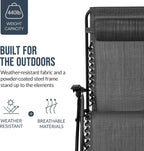 Best Choice Products Set of 2 Extra Wide Adjustable Steel Mesh Zero Gravity Lounge Chair Recliners w/Pillows and Cup Holder Trays - Gray