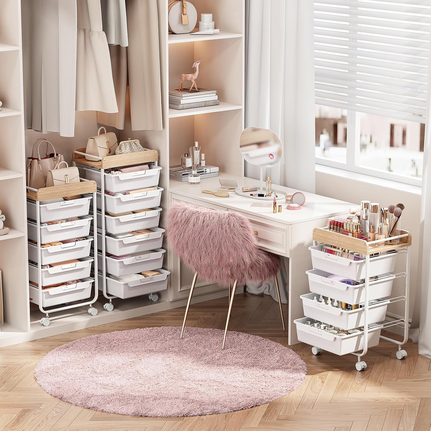APEXCHASER Utility Cart with 4 Drawers,Rolling Storage Cart for Crafters Artists Kids Teacher Student Storage Arts Crafts & Sewing Study Supplies in Craft Room Dorm Classroom Kids Room-White