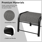 Outdoor Footstool Ottoman with Sturdy Metal Frame & Breathable Textilene Fabric, All-Weather Portable Footrest for Patio, Lawn, Garden, Poolside, Balcony, Camping, Porch & Indoor Use (1, black)