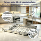 Pull Out Baking Pan Organizer for Cabinet, Cookie Sheet, Cutting Board, Tray Organizer for Cabinet, Adjustable, 22.5"D x11"H x 13"W, Pull/Slide Out Organizer-Heavy Duty, Chrome steel, 50-Year Warranty