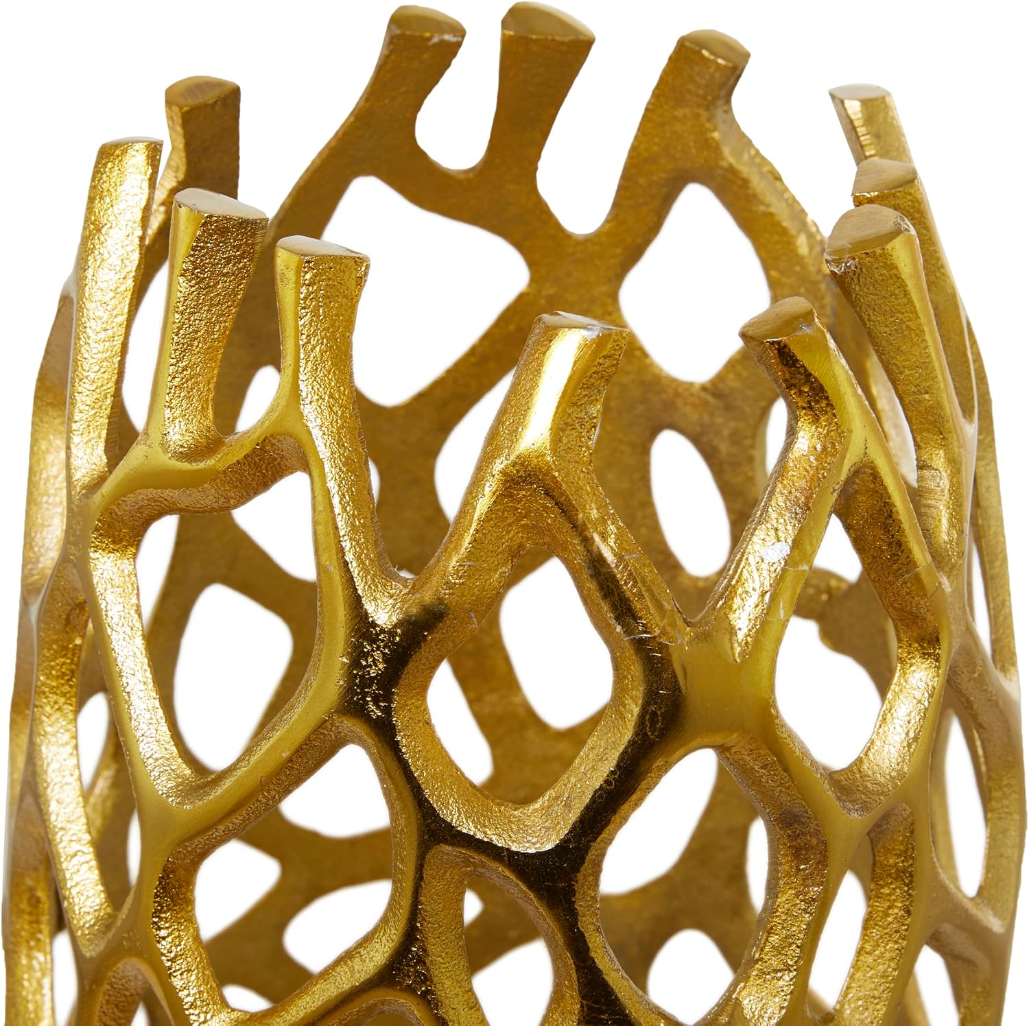 Deco 79 Aluminum Metal Coral Decorative Vase Centerpiece Vase, Vase for Home Decoration 10" x 10" x 45", Gold