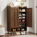 ONBRILL Shoe Cabinet with Cross Molding Doors, 6-Tier Shoe Storage Cabinet with 3 Adjustable Shelves and Metal Legs, 45'' Tall Shoes Rack Organizer Cabinet for Entryway, Front Door, Walnut