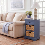 SAFAVIEH Furniture - Carrie 3-Shelf Side Table - Blue - Solid Wood - Farmhouse Tiered Design - Ideal for Living Room, Entryway, Home Office, 16" W x 13" D x 26" H - Fully Assembled (AMH5700K)
