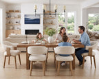 ROCITY Modern Dining Chairs Set of 4 Beige Upholstered Dining Room Chairs, Farmhouse Kitchen Chairs with Curved Backrest and Wooden Legs for Dining,Living Room