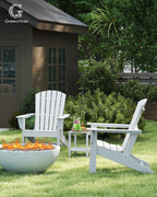 GREENVINES Adirondack Chairs Set of 2 | HDPE Plastic | Oversized Fire Pit Chair | All Weather | Poly Lumber | White | for Outdoor Deck Backyard Patio Garden