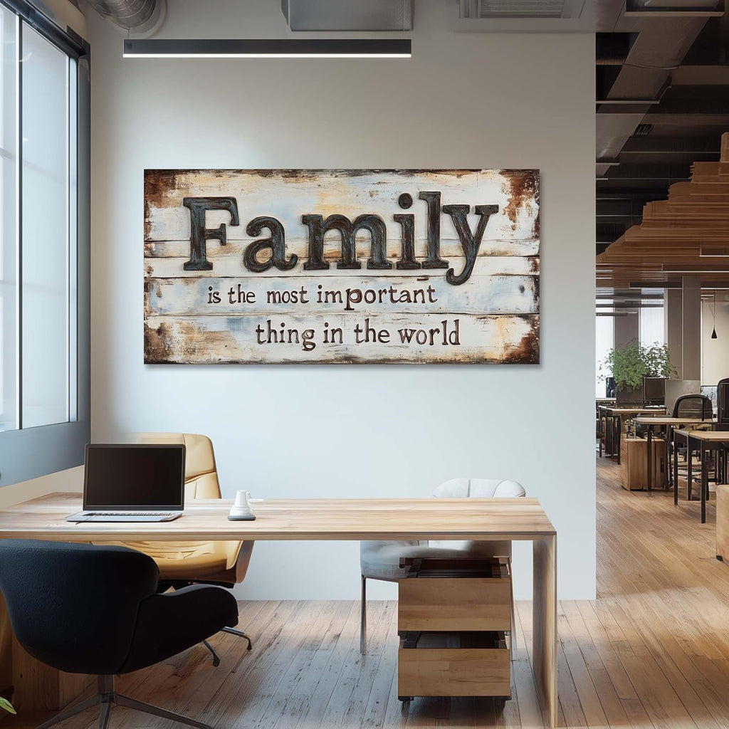 Ggaafet Retro Family Quotes Wall Art for Bedroom Canvas Painting Prints Family is the Most Important Thing in the World Rustic Farmhouse Art Deco Modern Artwork Office Kitchen Dining Room Decor