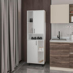 23.6" D*16.2" W*74.8" H Freestanding Kitchen Pantry with 4 Shelves, 2 Single Doors, Rectangular Storage Cabinet, Modern Minimalist, for Living Room, Dining Room, White