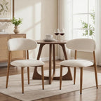 UVV Dining Chairs Set of 4, Metal Kitchen Chairs with Modern Fabric Upholstered for Dining Room, Beige