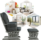 DORTALA Baby Glider Rocker with Ottoman, Multi-Position Glider with Cleanable Upholstered, Smooth Rocking Motion, Nursery Glider & Ottoman Sets for Nursing Baby, Reading, Grey