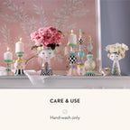 MACKENZIE-CHILDS Ceramic Lady Vase, Unique Flower Vase Decor, Bouquet Holder for Living Room, Short, Rosy Meadow