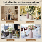 Dandat Brown Ceramic Vase Set of 4, Modern Ceramic Vases Neutral Colors Farmhouse Table Centerpiece for Dried Flowers, Living Room, Kitchen, Bedroom