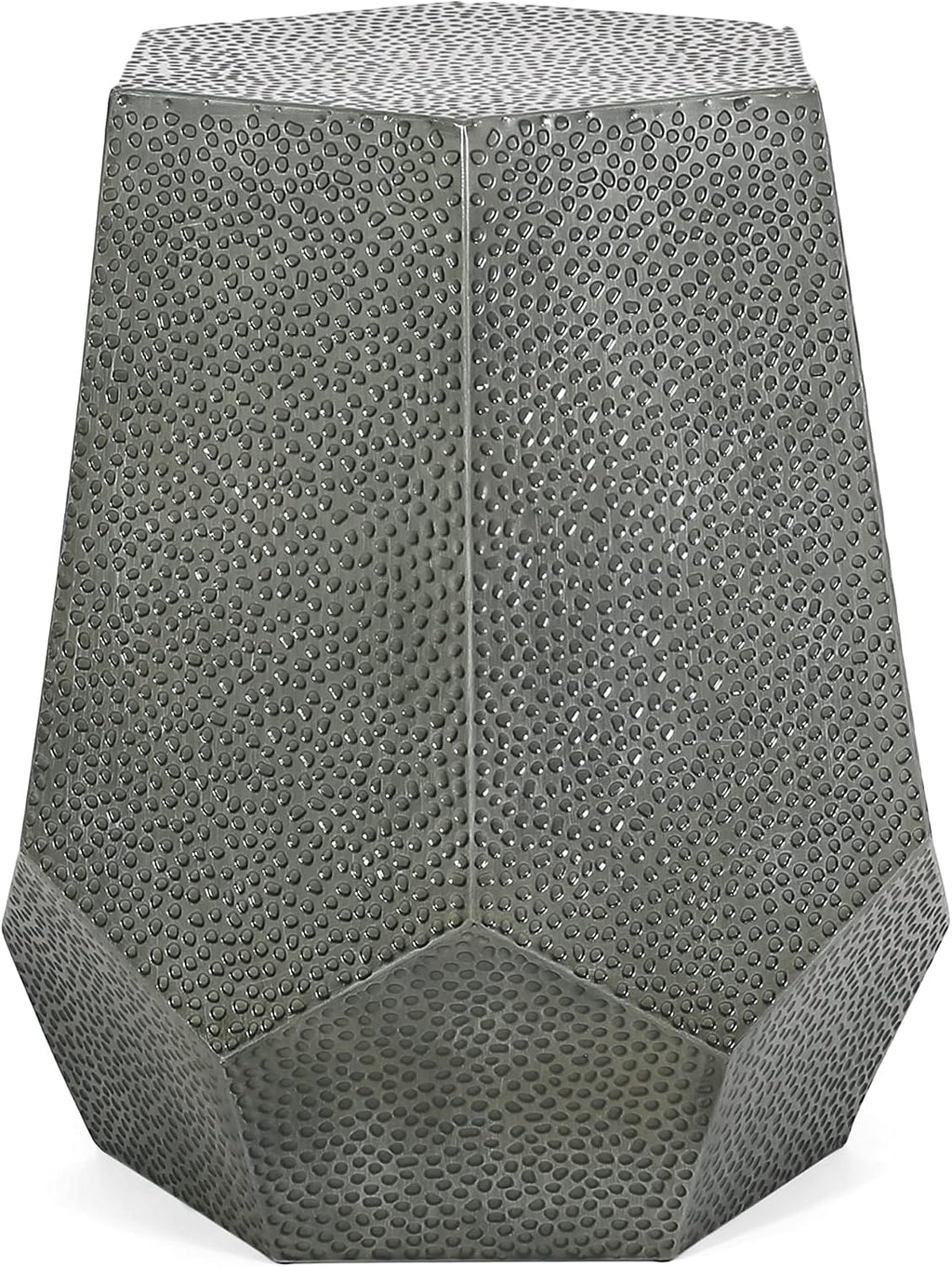 roomfitters Modern Hammered Iron Side Table, Metal End Table for Living Room, Decorative Accent Pedestal, Antique Silver
