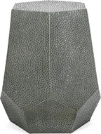 roomfitters Modern Hammered Iron Side Table, Metal End Table for Living Room, Decorative Accent Pedestal, Antique Silver
