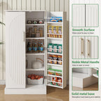 kepptory Kitchen Pantry Cabinet 47" H, Farmhouse Storage Cabinet with Adjustable Shelves and Drawer, Buffet Cupboards Sideboard for Kitchen, Dining Room, Living Room (White, 16" D x 24" W x 47" H)