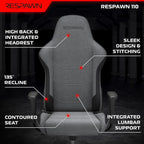 Respawn 110 Ergonomic Gaming Chair - Reclining Office Video Game Swivel Chair with Lumbar Support, Headrest, Heavy Duty, High Back, Racing Style Gaming Recliner Seat for Computer Gamer - Gray Fabric