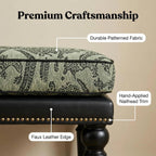 Forteek 47" End of Bed Bench, Traditional Upholstered Bedroom Bench with Removable Washable Jacquard Fabric Cover, Nailhead Trim, Vintage Accent Bench for Bedroom Living Room Entryway(Vintage Green)