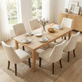 Wooden Dining Chairs Set of 6, Upholstered Farmhouse Fabric Dining Room Chair, Mid Century Kitchen Chair for Restaurant & Cafe, Beige