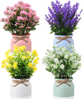 Cindeer Large Artificial Potted Flowers Fake Potted Plants Plastic Faux Flowers for Home Decor Indoor Artificial Plants in Pots for Wedding Home Desk Tabletop Outdoor Office Kitchen (4 Pcs,Rustic)