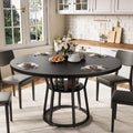 Garvee Round Dining Table for 4-6, 47.2 in Farmhouse Kitchen Table with Storage, Circle Dinner Tables for Kitchen, Dining Room, Living Room, Meeting Room, Apartment, Black