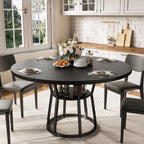 Garvee Round Dining Table for 4-6, 47.2 in Farmhouse Kitchen Table with Storage, Circle Dinner Tables for Kitchen, Dining Room, Living Room, Meeting Room, Apartment, Black