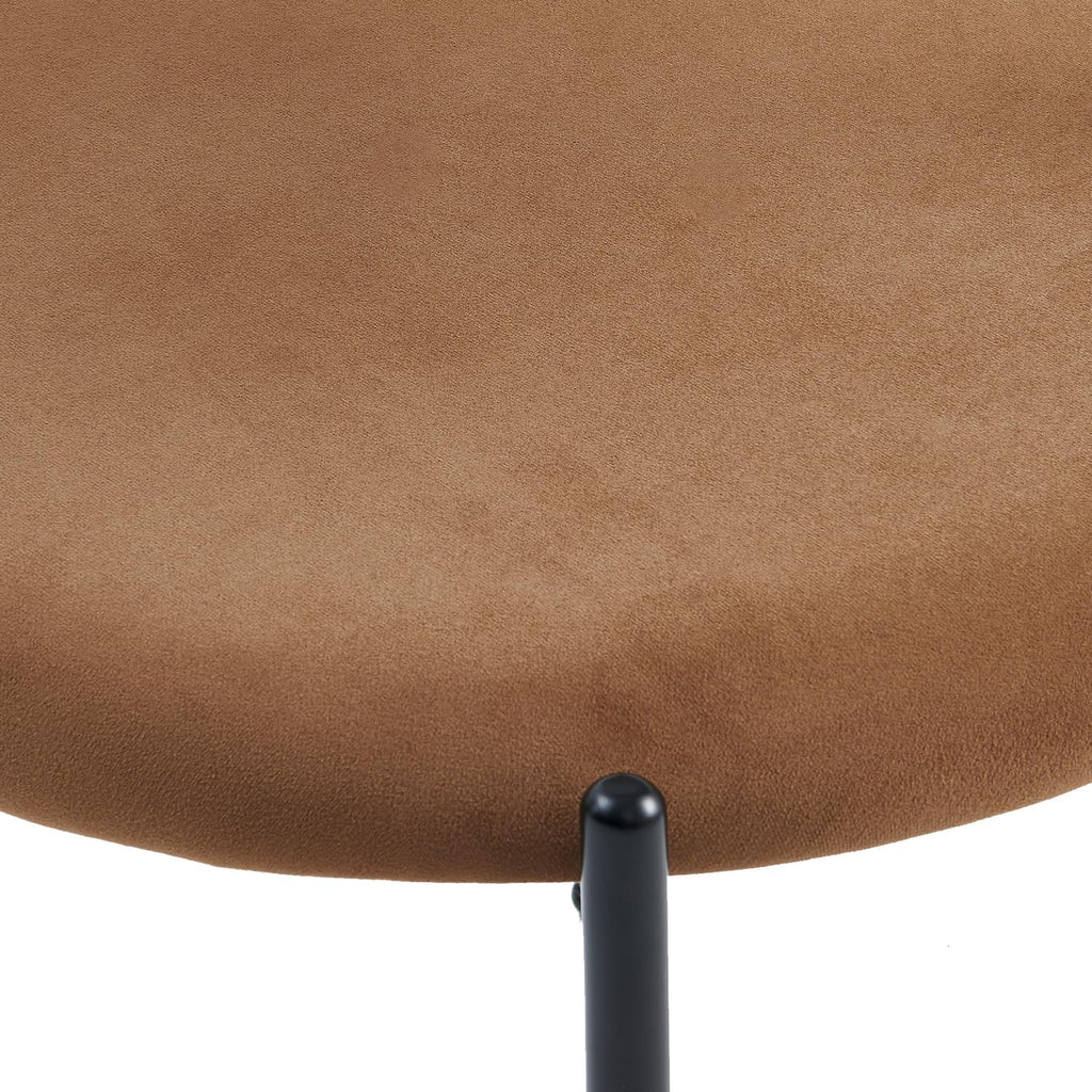 Brown Rattan Dining Chairs Set of 6, Mid-Century Modern Chair with Boucle, Kitchen Dining Room Chairs for Living Room with Metal Legs, Round Upholstered Sherpa