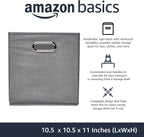 Amazon Basics Collapsible Cube Storage Bins, Space-Saving, Organizing Fabric Bins with Handles, 10.5 x 10.5 x 11 inches, Light Grey, 6-Pack