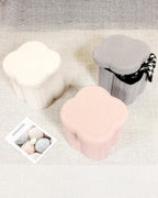 B FSOBEIIALEO Storage Ottoman Cube, Flowers Shaped Ottomans with Storage Foot Stool Footrest for Lving Room, Boucle Ottoman Seat for Dorm Room,Faux Teddy Fur,White 12.6"x12.6"x12.6"