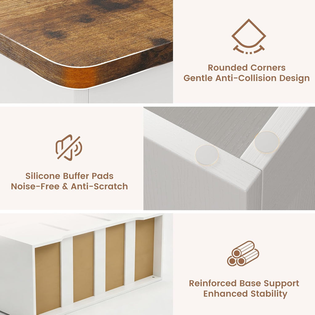 39.4" Wooden Storage Bench with 2 Safety Hinges, Flip Top Trunk for Entryway Hallway Bedroom Living Room, 350lbs Load Capacity, Blanket Organizer, White Walnut