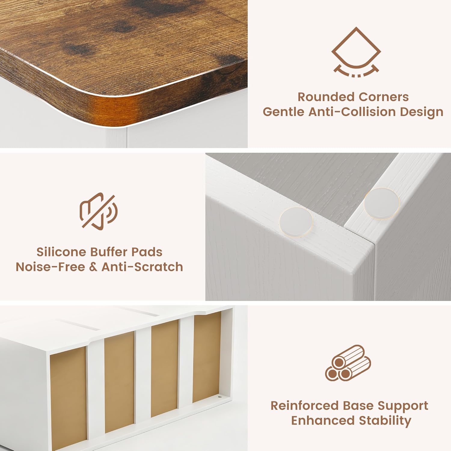 39.4" Wooden Storage Bench with 2 Safety Hinges, Flip Top Trunk for Entryway Hallway Bedroom Living Room, 350lbs Load Capacity, Blanket Organizer, White Walnut