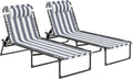 Outsunny Folding Chaise Lounge Chair Outdoor Set of 2 Mesh Seat Blue/White | Foldable, Sun Tanning Chair, Chaise Lounger, 4-Position Reclining Back, for Outside Patio Beach Poolside Backyard