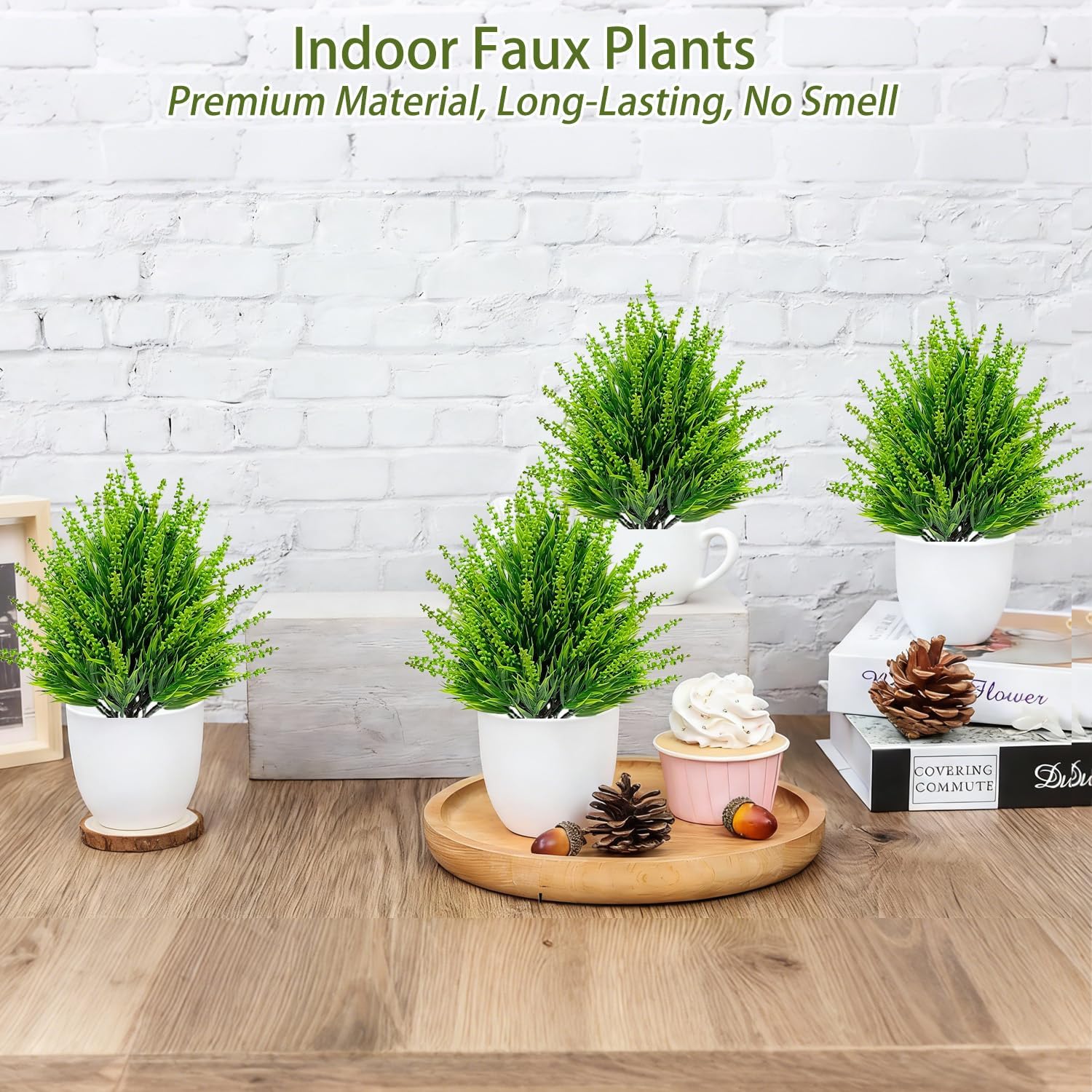 4 Pack Artificial Boxwood Topiary Ball Trees Outdoor, UV Resistant 16.2" Fake Green Plants with Spikes, Faux Cypress Bushes for Front Porch Planters, Summer Garden Yard Lawn Decor