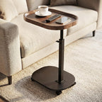 Adjustable Height TV Tray Table for Snack, Eating, Dinner or Laptop, 360°Rolling C Shaped End Table for Couch, Sofa, Chair, Bed, Perfect for Small Places, Livingroom, Bedroom