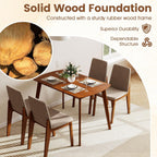 Giantex Dining Table Set for 4, Rectangular Kitchen Table and Chairs Set w/Rubber Wood Frame, Padded Seats & Backrests, Space-saving Dinette Set for Small Space, Apartment, Dining Room, Breakfast Nook