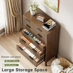 47 Inch Tall Dressers for Bedroom Fluted 5 Drawer Dresser, Wooden Dresser Modern Chest of Drawers Dressers with Organizer Storage for Bedroom, Living Room, Entryway, Walnut