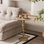 Small Round Metal Side Table, Lightweight Antique Accent Table,Retro Round Drink Table,Small Pedestal Table for Living Room, Bedroom, Corners (1, Antique Gold)