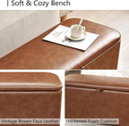 Homebeez 40 inch Storage Ottoman Bench, Faux Leather Upholstered Foot Rest Stool for Bedroom, End of Bed Bench for Living Room, Entryway (Vintage Brown)