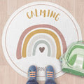 Dunzy Rainbow Boho Mat Classroom Calm Down Corner Rug 30" x 30" Non-Slip Carpets Black Rug for School Living Bedroom Playroom