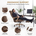 EXCEBET Big and Tall Office Chair 400lbs Wide Seat, Ergonomic Executive Desk Office Chair with Footrest, High Back PU Leather Chair with Lumbar Support, Padded Armrests, Heavy Duty Base, Brown