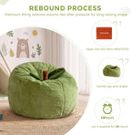 MAXYOYO Kids Bean Bag Chair, Apple-Shaped Toddler Sofa with Fur Fabric | Cute Bean Bag Sofa for Boys and Girls, Plush Floor Chair Seat for Bedroom, Playroom, Reading Corner