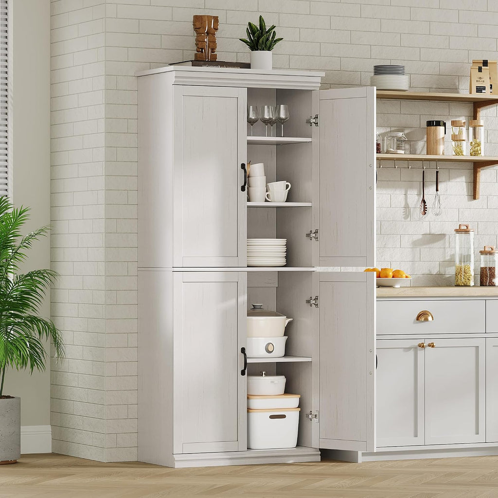 CABIHOME 38.58×17.72×11.42 Inch Tall Slim Pantry Cabinet, PB Freestanding Storage Cabinet, Kitchen Hutch with Doors for Living Room & Kitchen