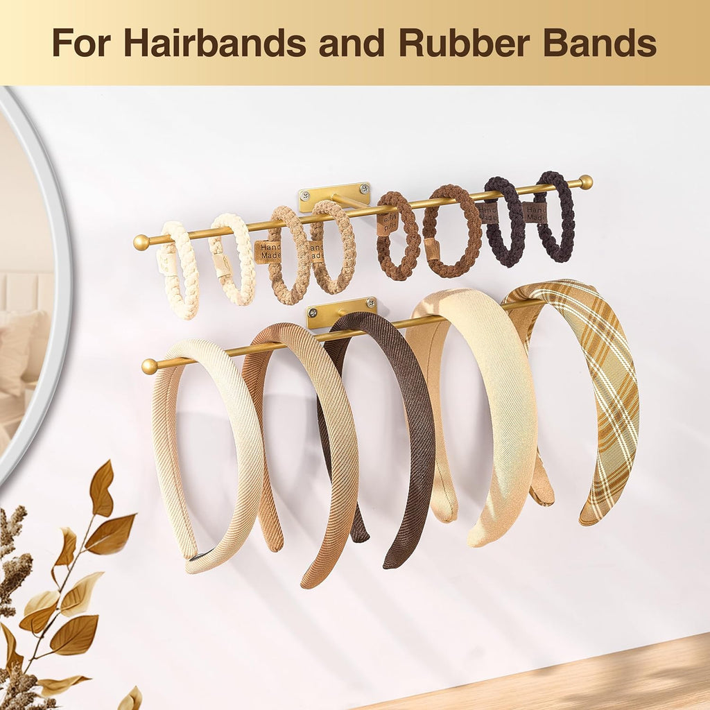 Wall Hanging Jewelry Organizer: 12.6'' Necklace Holder for Earring, Bracelet, Rings, Hairband, Glasses, Gold 4-Pack, Screws Included